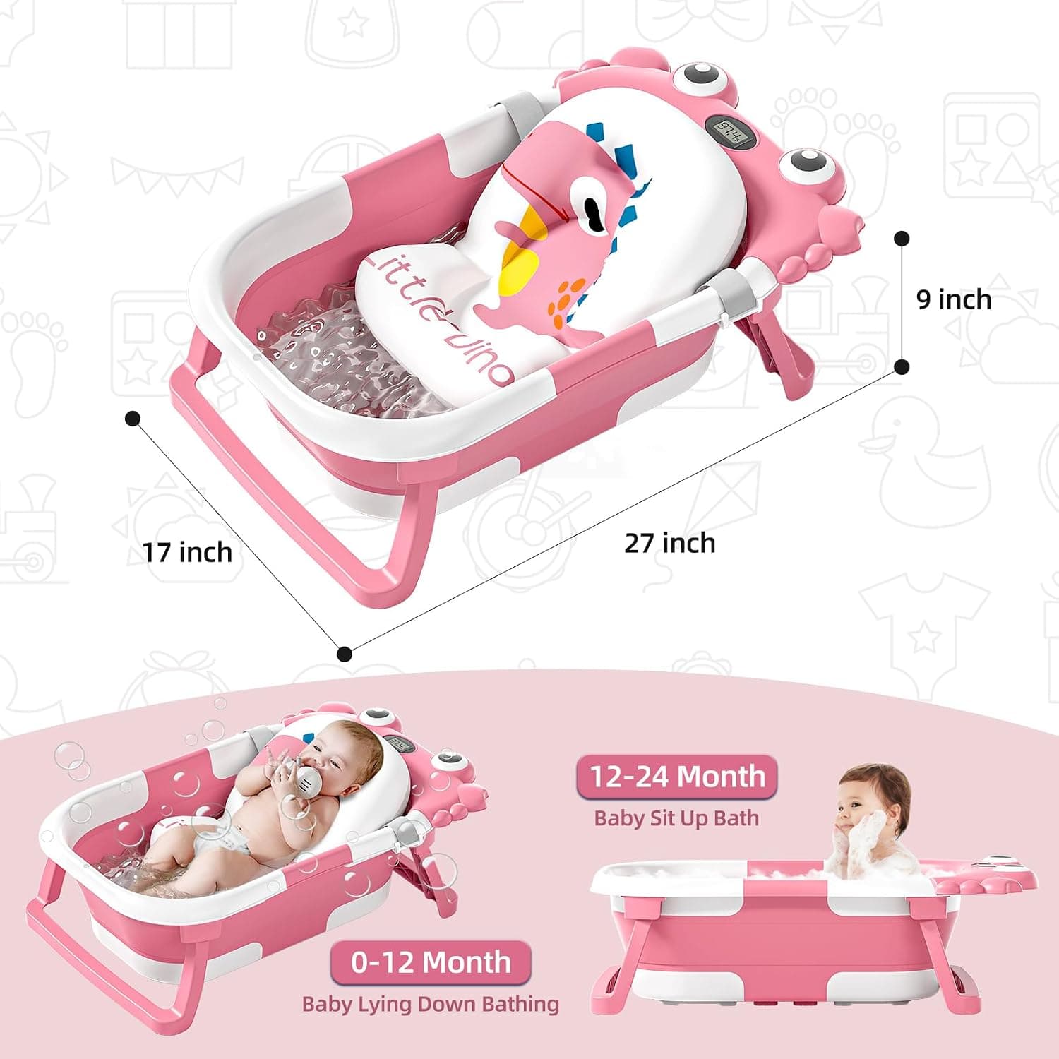 Vaschetta pieghevole per bambini, rosa