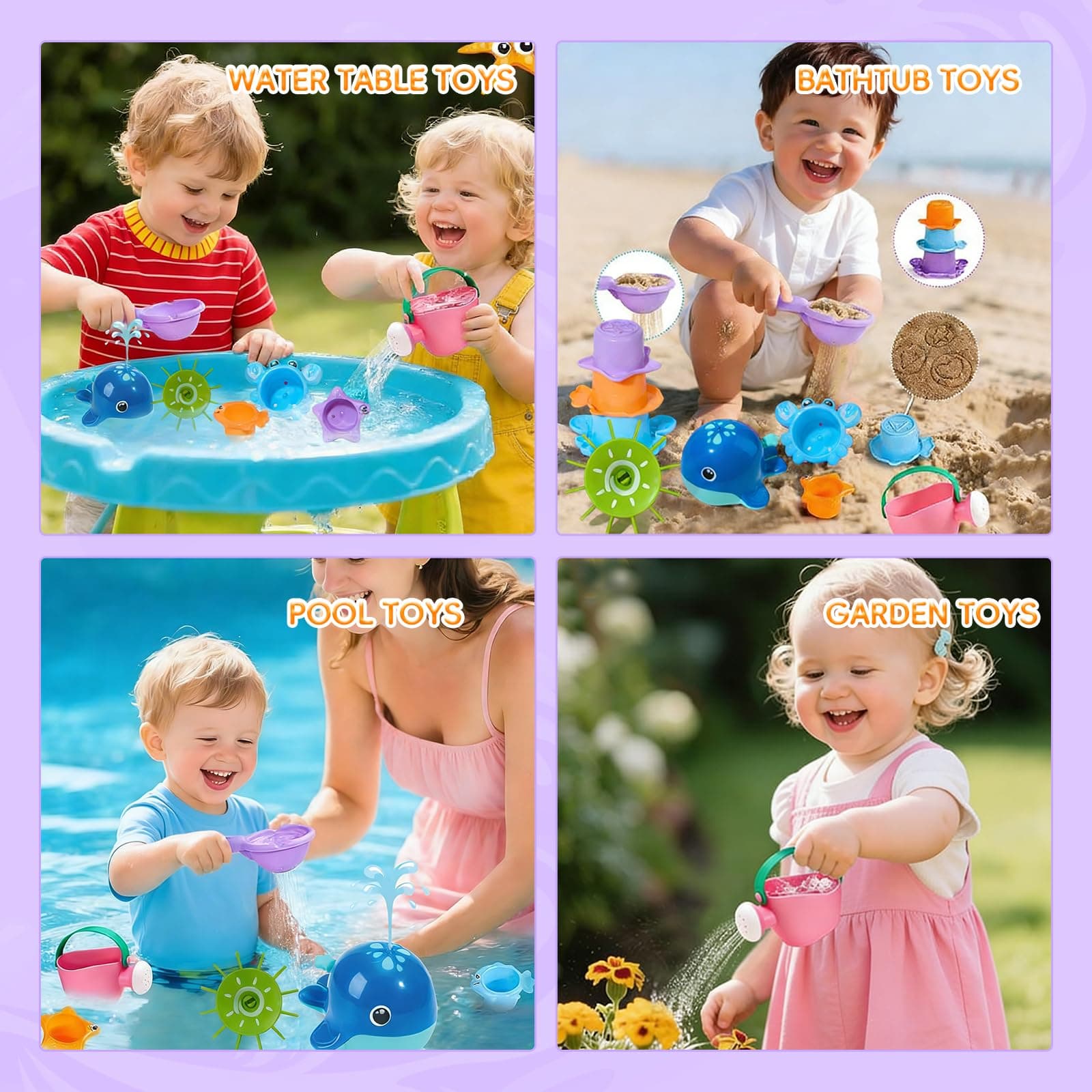 Set colorato di giochi da bagno con paletta