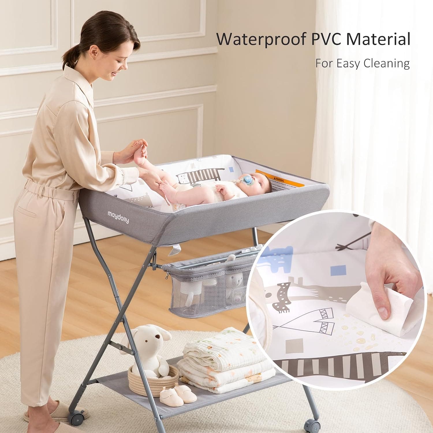 Adjustable Baby Changing Table, Light Grey