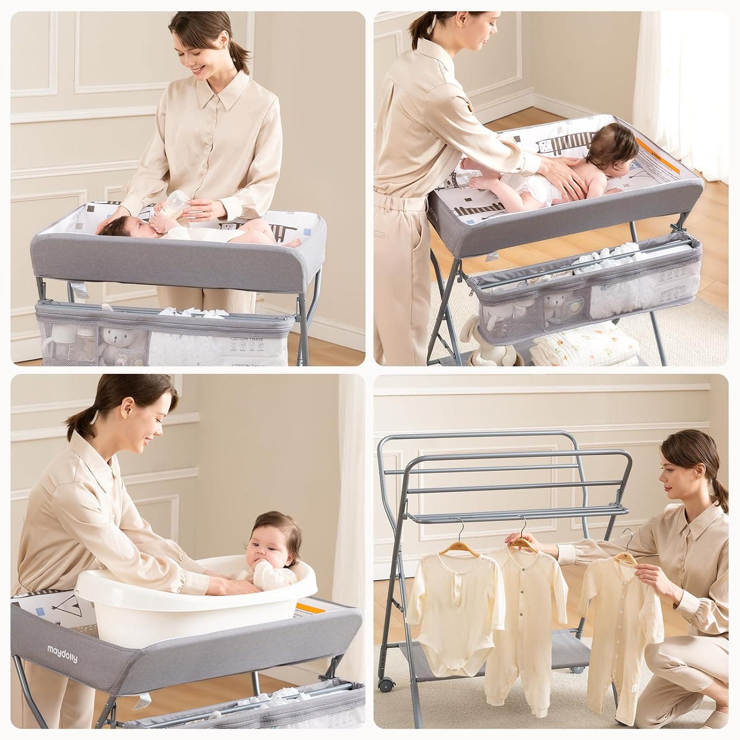 Adjustable Baby Changing Table, Light Grey