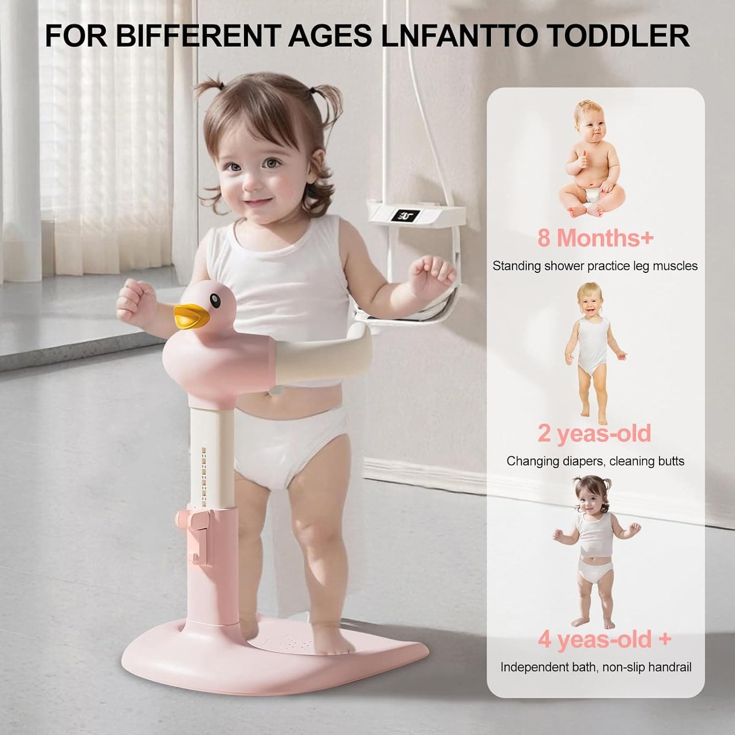 Support de bain canard réglable, rose