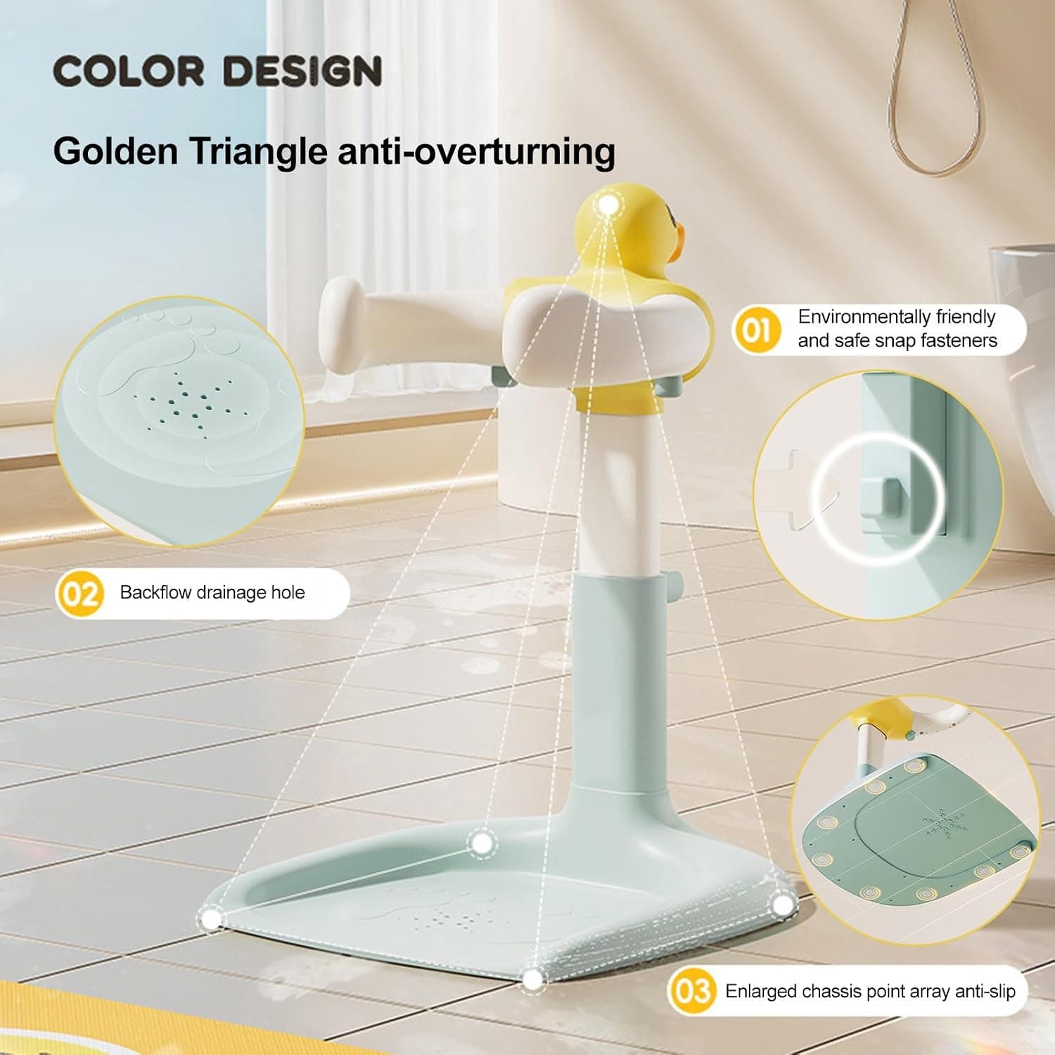 Support de bain canard réglable, rose