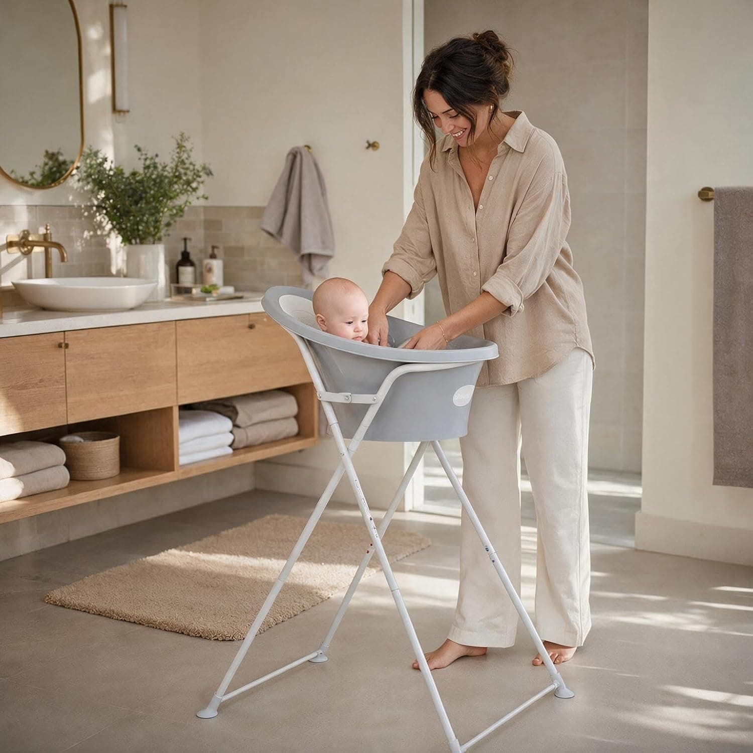 Bañera con soporte plegable, rosa