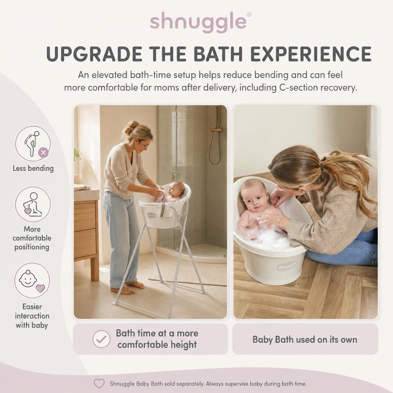 Bañera con soporte plegable, rosa