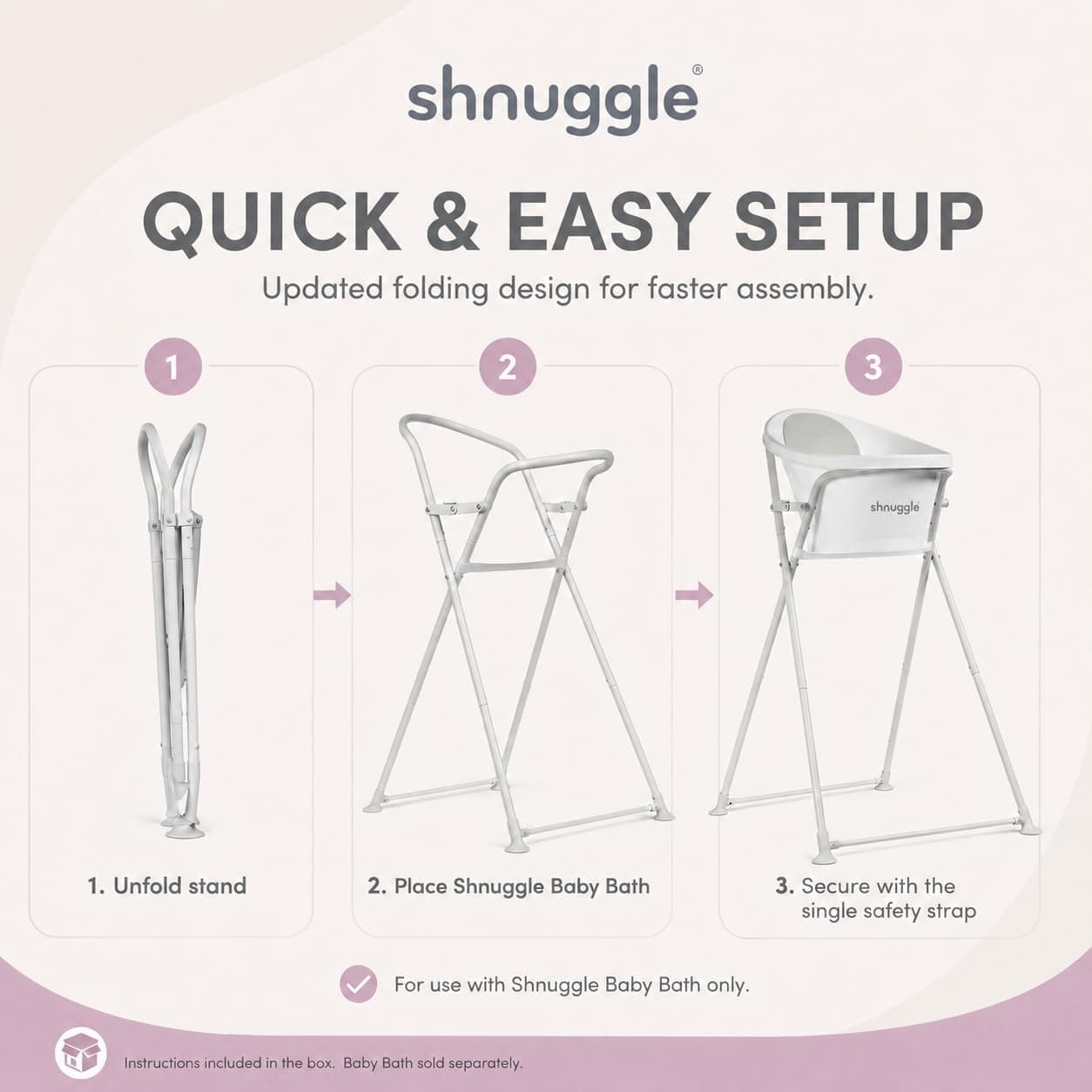 Bañera con soporte plegable, rosa