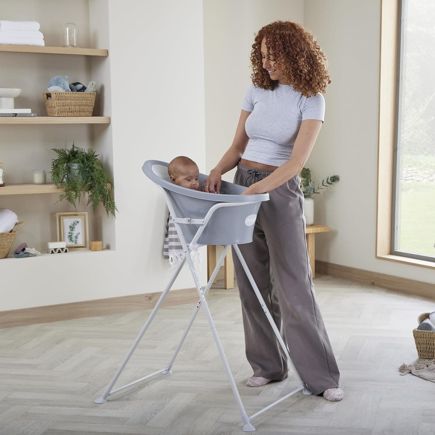 Bañera con soporte plegable, rosa