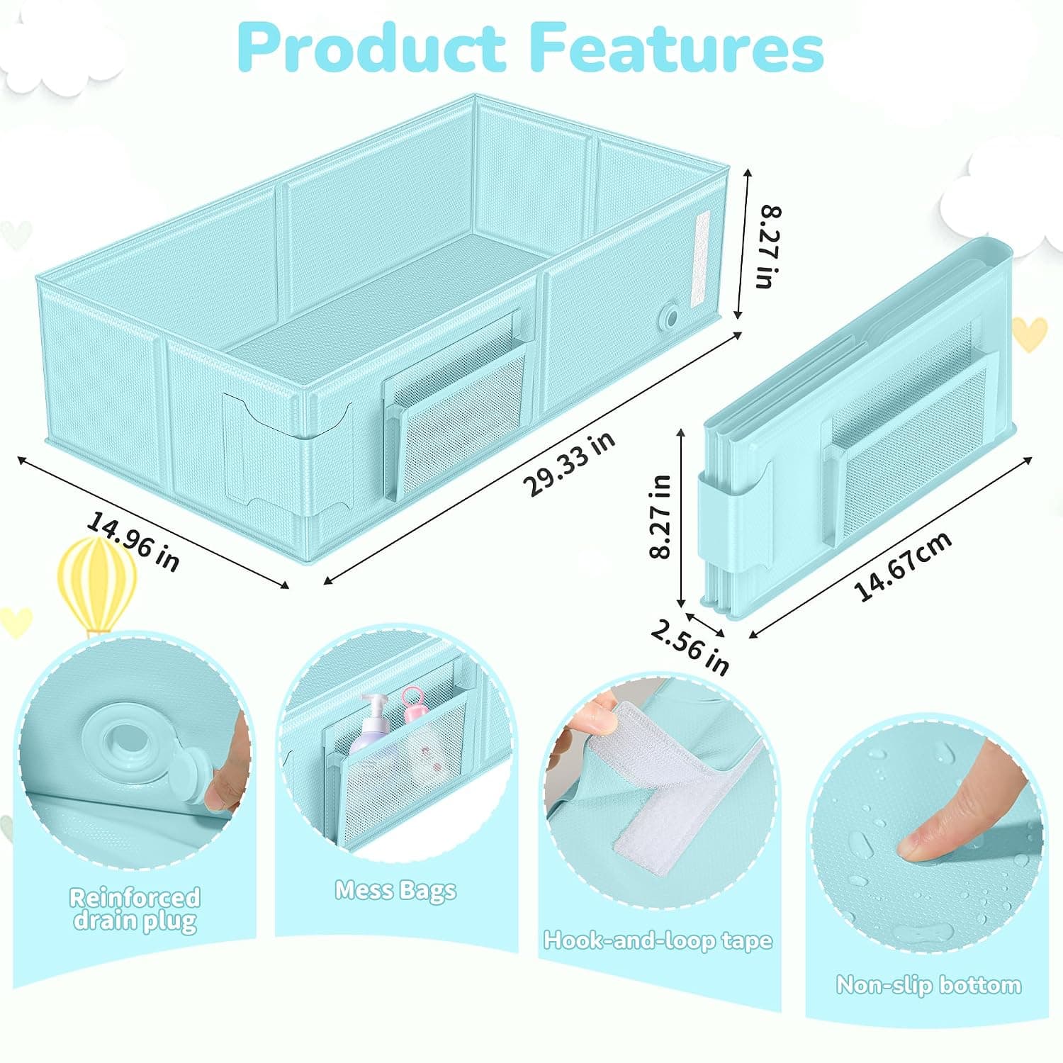 Foldable Baby Bathtub with Rinse Cup