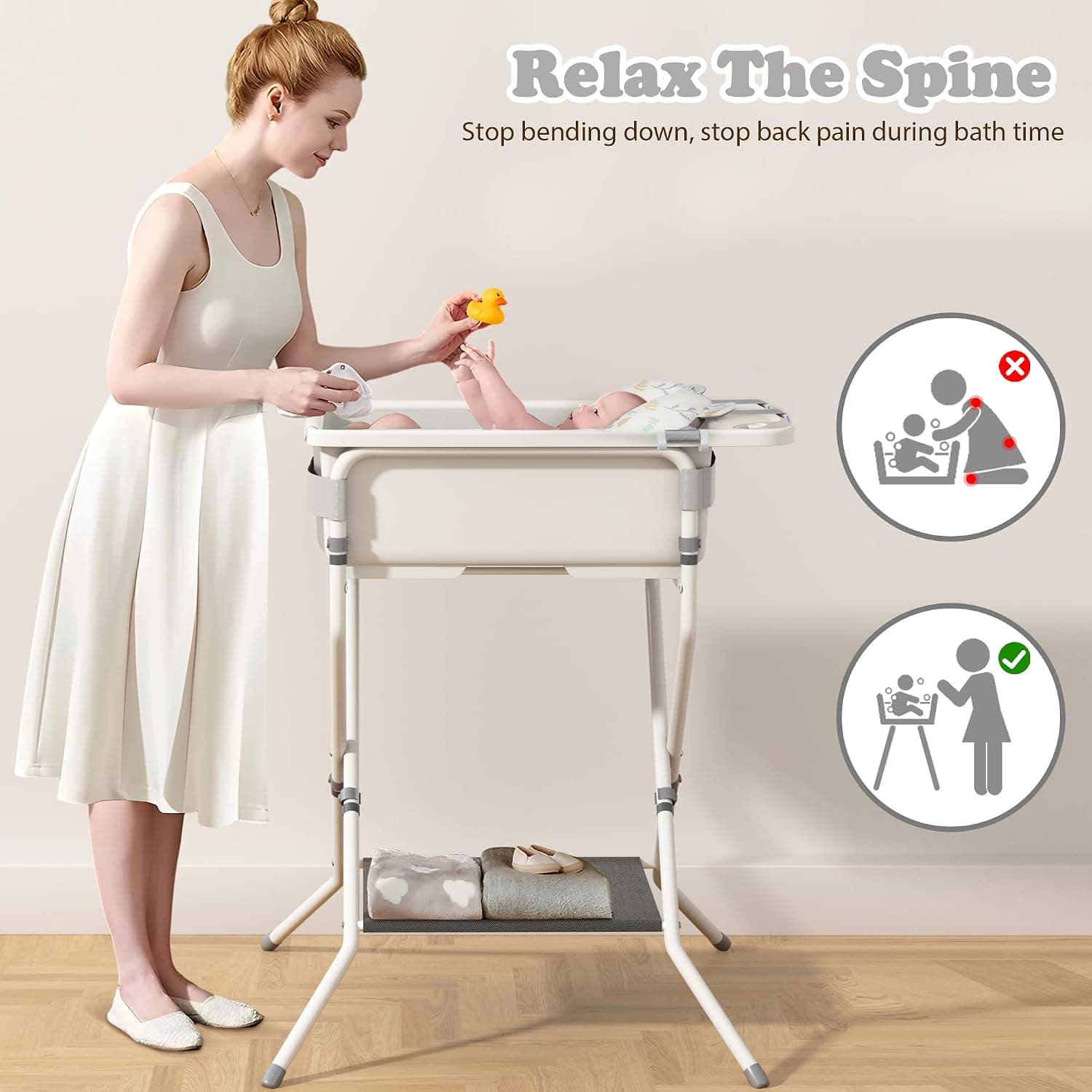 Chậu tắm gấp gọn kèm giá và đệm